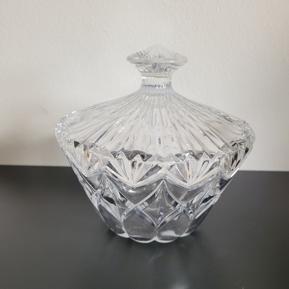 Lead Crystal Lidded  Round Bowl